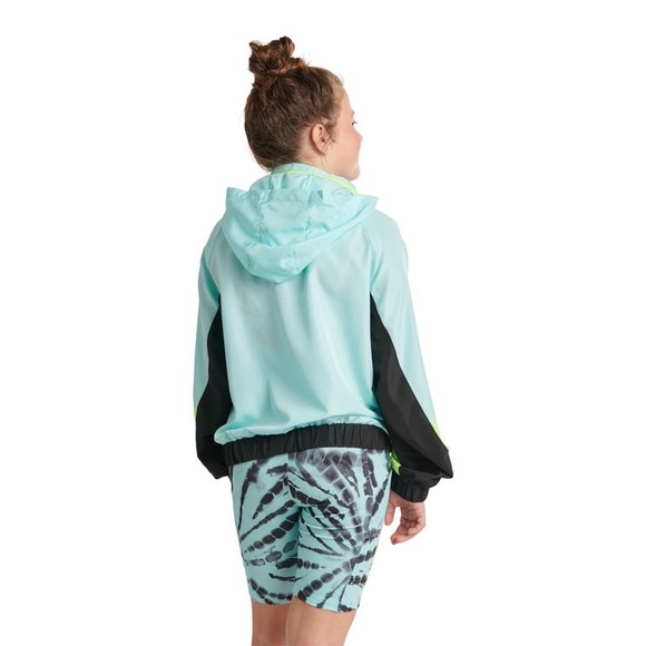 Justice NWT Neon Blue Lime Green Windbreaker Jacket 10 - Picture 5 of 12